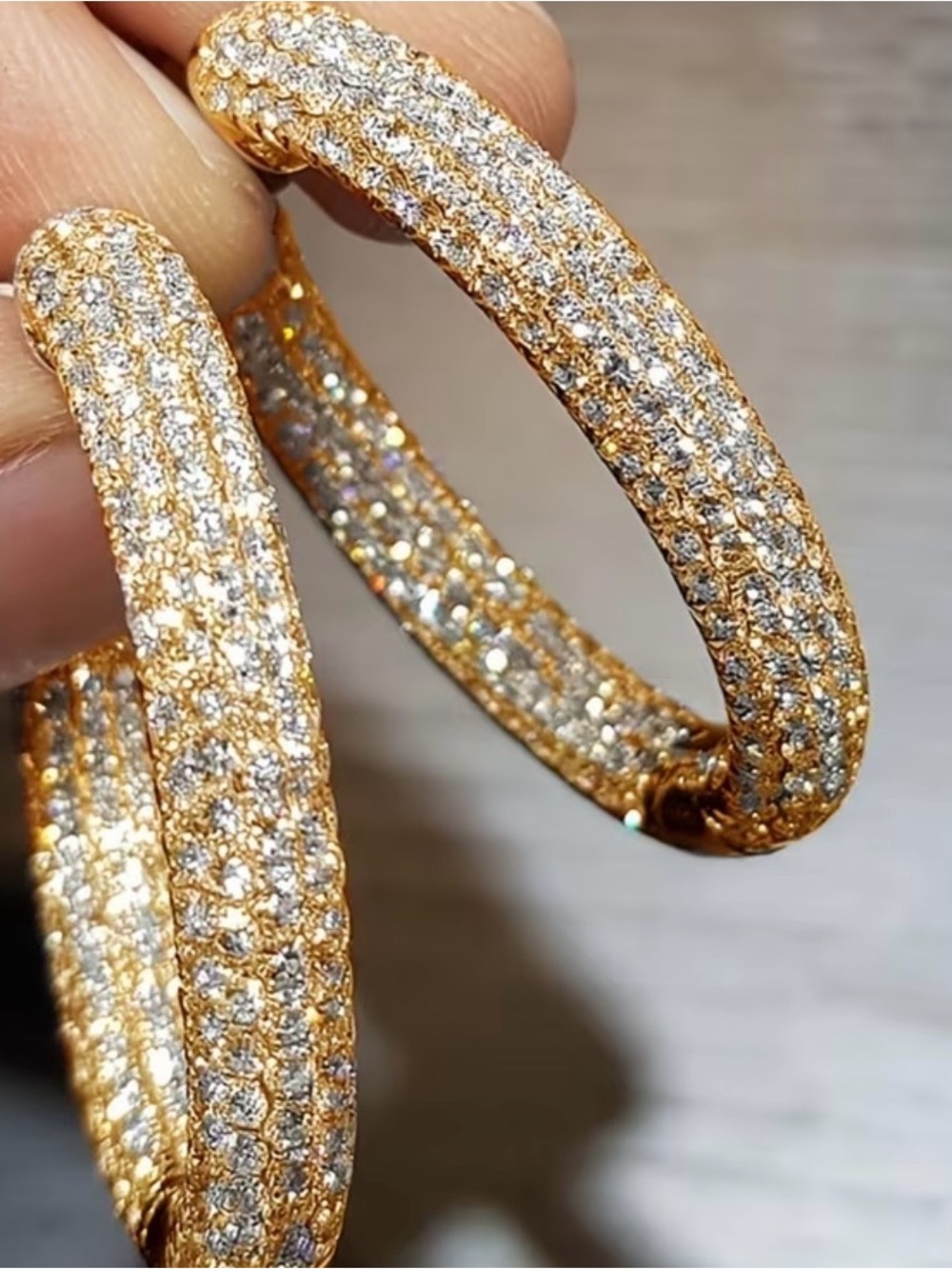 Gold Crystal Pave Hoop Earrings - Elegant Women’s Jewelry